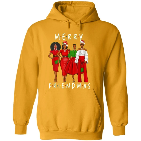 Black Girls Merry Friendmas Christmas Hoodie