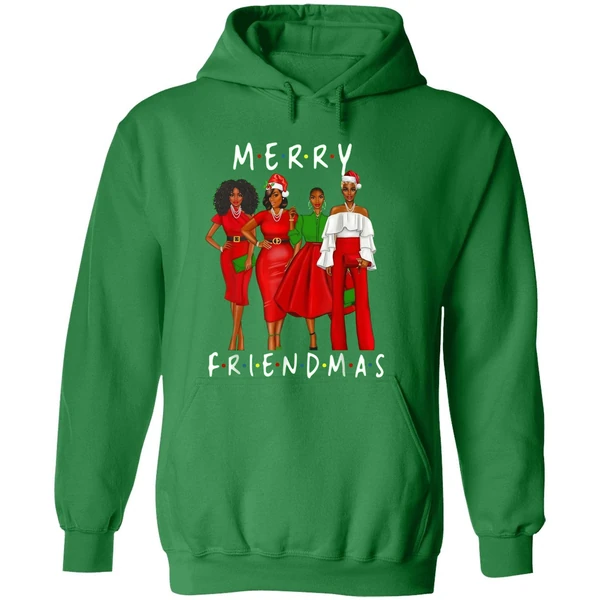 Black Girls Merry Friendmas Christmas Hoodie - Image 2