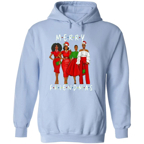 Black Girls Merry Friendmas Christmas Hoodie - Image 4