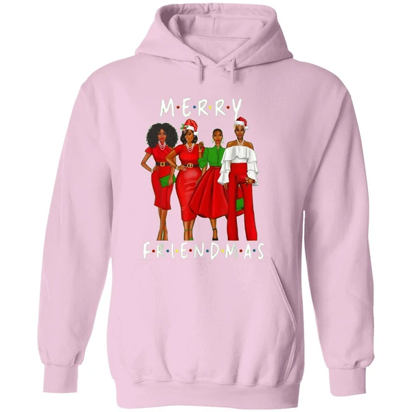 Black Girls Merry Friendmas Christmas Hoodie - Image 5