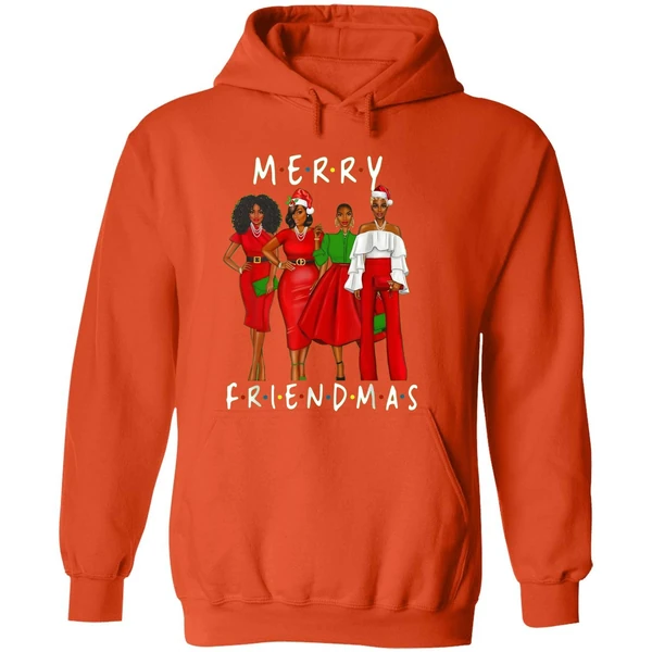 Black Girls Merry Friendmas Christmas Hoodie - Image 6