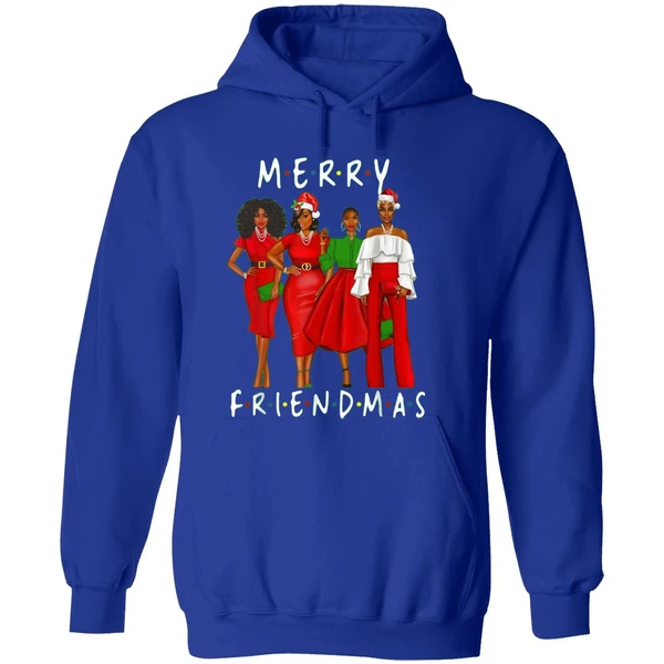Black Girls Merry Friendmas Christmas Hoodie - Image 7