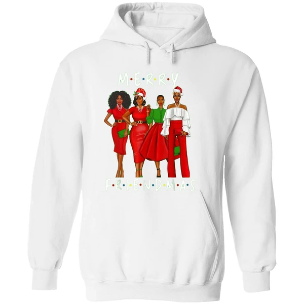 Black Girls Merry Friendmas Christmas Hoodie - Image 8