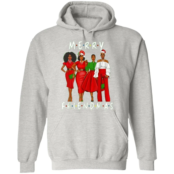 Black Girls Merry Friendmas Christmas Hoodie - Image 9
