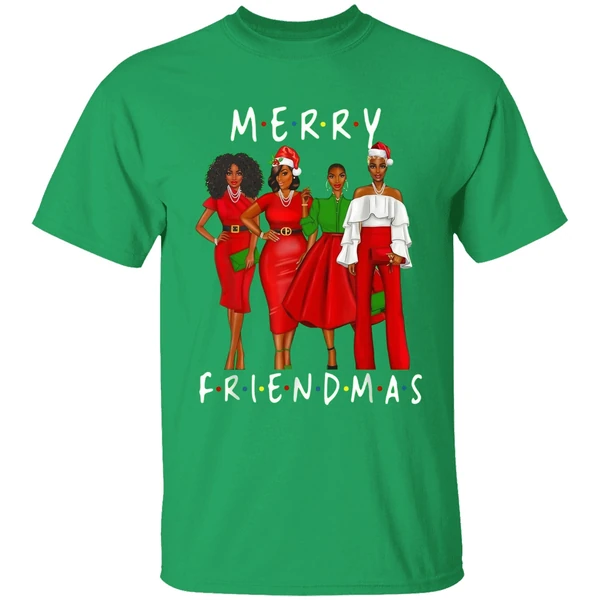Black Girls Merry Friendmas Christmas Shirt - Image 2