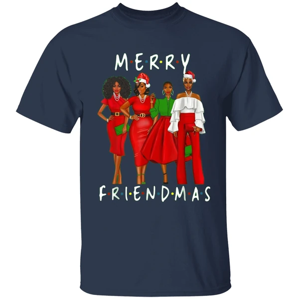 black girls merry friendmas christmas shirt navy