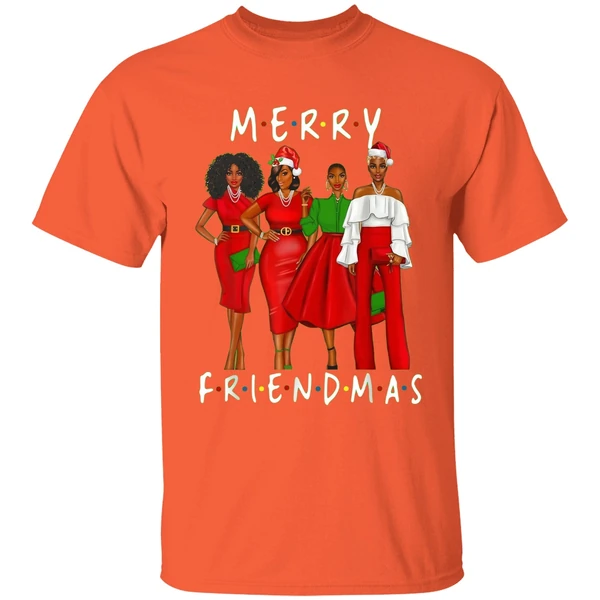 Black Girls Merry Friendmas Christmas Shirt - Image 6