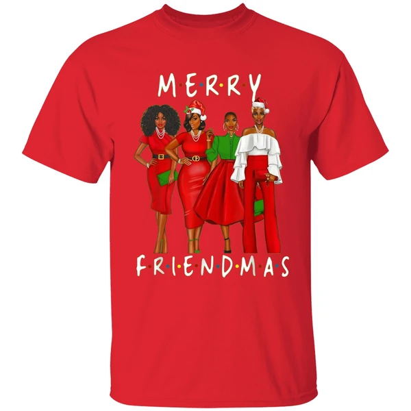 Black Girls Merry Friendmas Christmas Shirt - Image 7