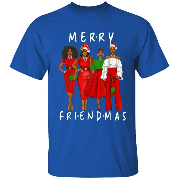 Black Girls Merry Friendmas Christmas Shirt - Image 8