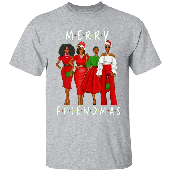 Black Girls Merry Friendmas Christmas Shirt - Image 9