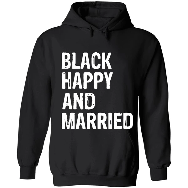 Black Happy And Married Hoodie - Image 8