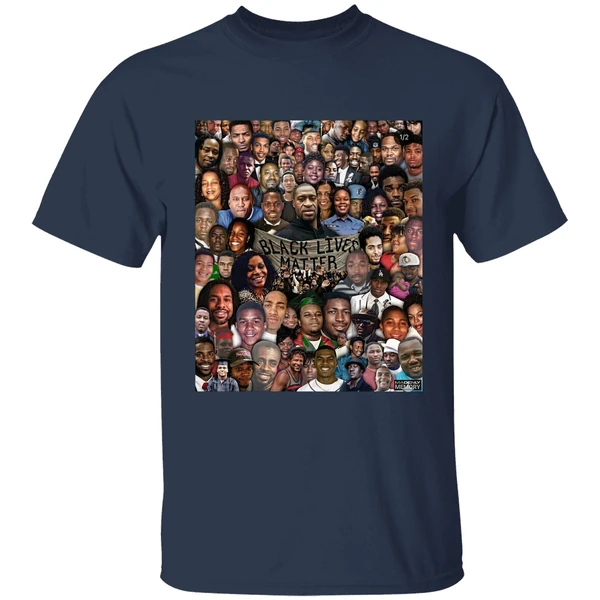 black lives matter with victims shirt navy