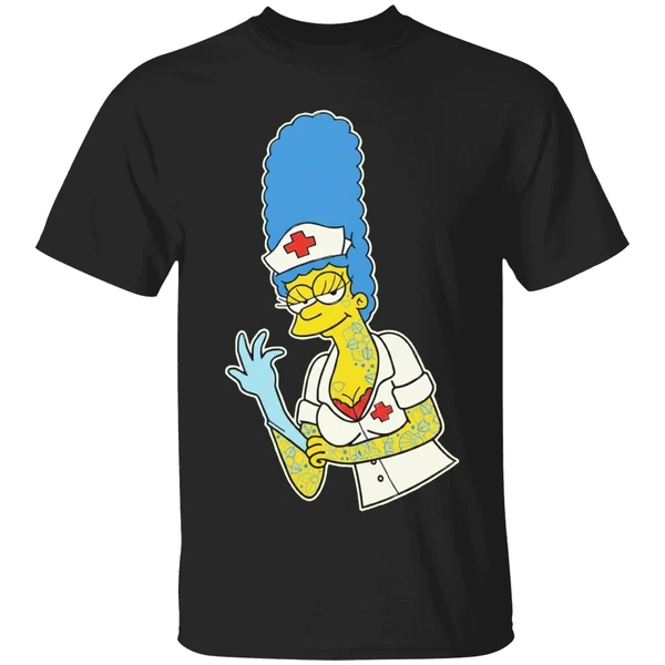 Blink 182 Mark Hoppus Marge Simpsons Nurse Cartoon Character Shirt