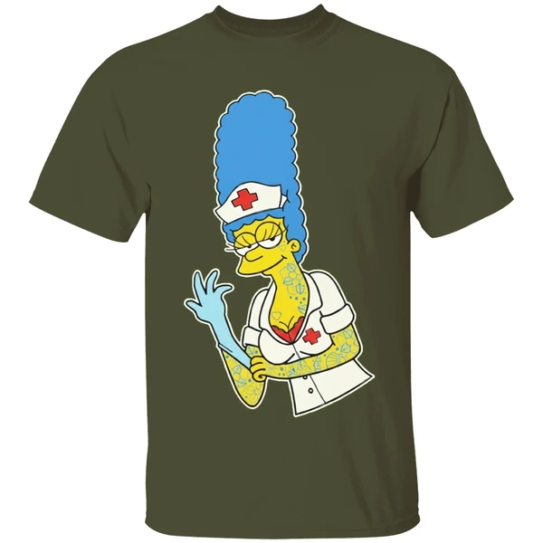 Blink 182 Mark Hoppus Marge Simpsons Nurse Cartoon Character Shirt - Image 4