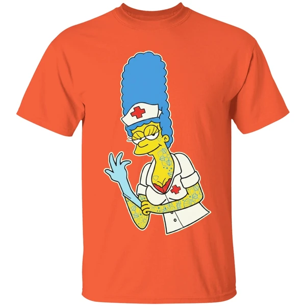 blink 182 mark hoppus marge simpsons nurse cartoon character shirt orange