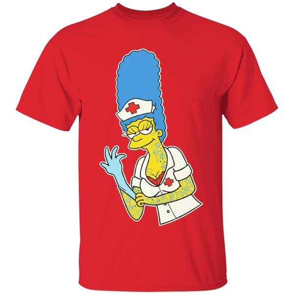 Blink 182 Mark Hoppus Marge Simpsons Nurse Cartoon Character Shirt - Image 7
