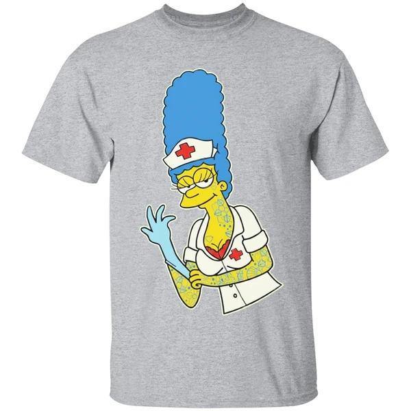 Blink 182 Mark Hoppus Marge Simpsons Nurse Cartoon Character Shirt - Image 9