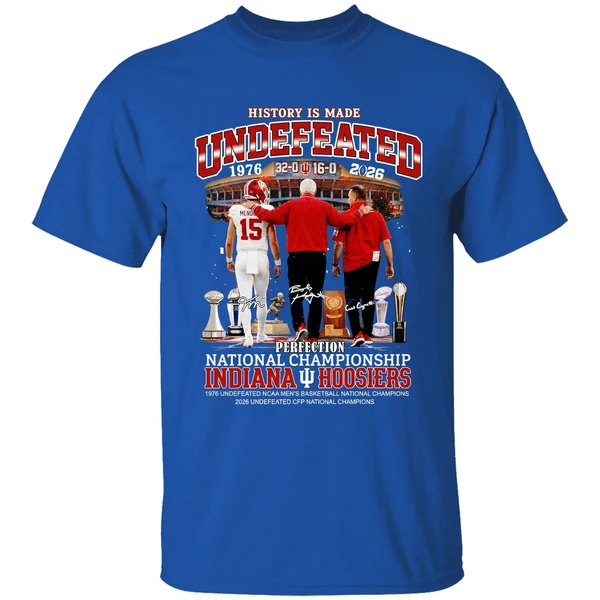 Bob Knight Curt Cignetti And Fernando Mendoza Indiana Hoosiers Football Perfection Shirt - Image 8
