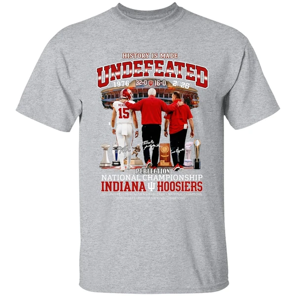 Bob Knight Curt Cignetti And Fernando Mendoza Indiana Hoosiers Football Perfection Shirt - Image 9