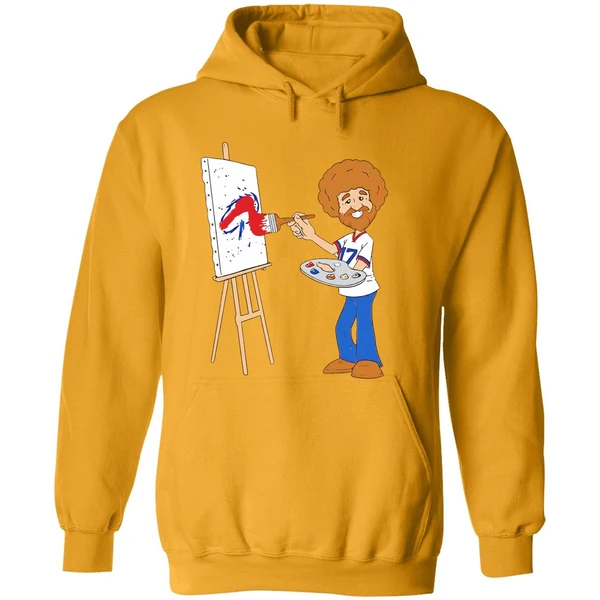 Bob Ross Josh Allen Happy Little Touchdowns Buffalo Bills Hoodie