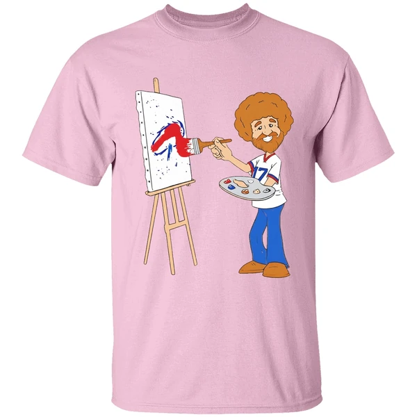 Bob Ross Josh Allen Happy Little Touchdowns Buffalo Bills Shirt - Image 2