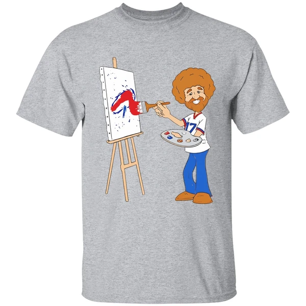 Bob Ross Josh Allen Happy Little Touchdowns Buffalo Bills Shirt - Image 6