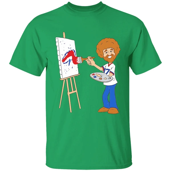 Bob Ross Josh Allen Happy Little Touchdowns Buffalo Bills Shirt - Image 8
