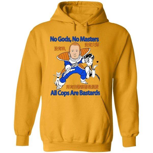 Bobby Hill Dragon Ball Z No Gods No Masters All Cops Are Bastards Hoodie