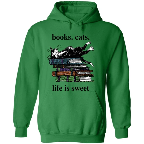 Book Cats Life Is Sweet Hoodie - Image 2