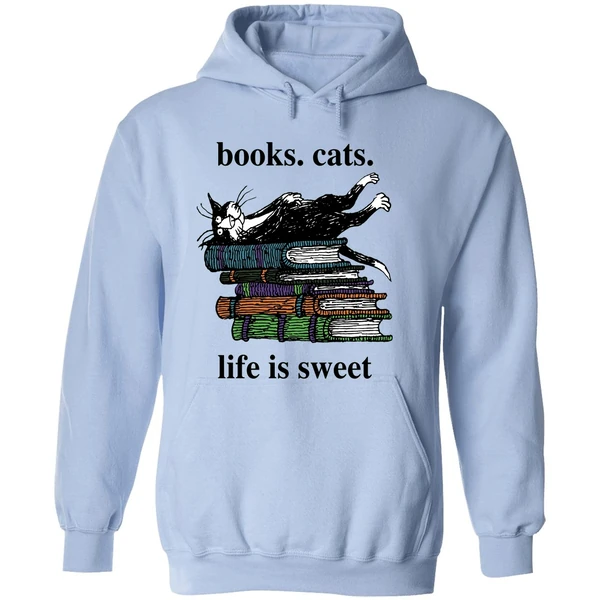 Book Cats Life Is Sweet Hoodie - Image 4