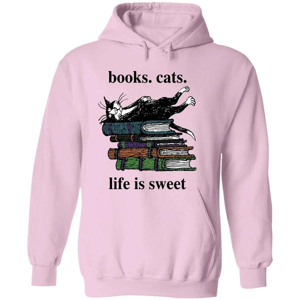 Book Cats Life Is Sweet Hoodie - Image 5