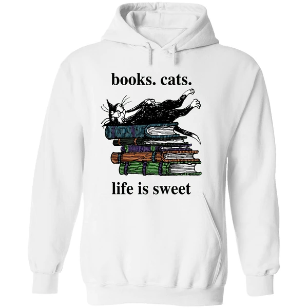 Book Cats Life Is Sweet Hoodie - Image 8