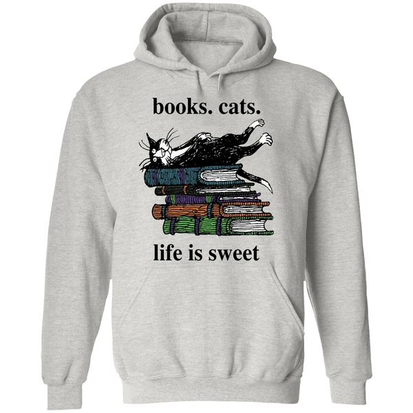 Book Cats Life Is Sweet Hoodie - Image 9