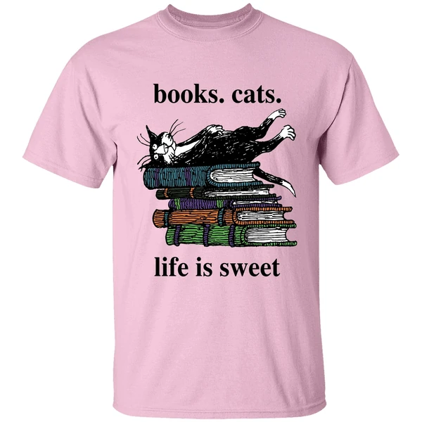 Book Cats Life Is Sweet Shirt - Image 2