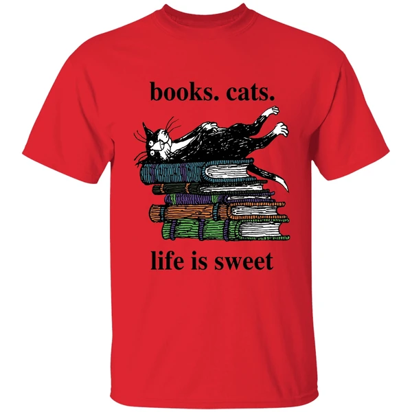 Book Cats Life Is Sweet Shirt - Image 4