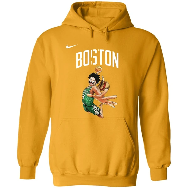 Boston Celtics One Piece Luffy Basketball Pose Hoodie