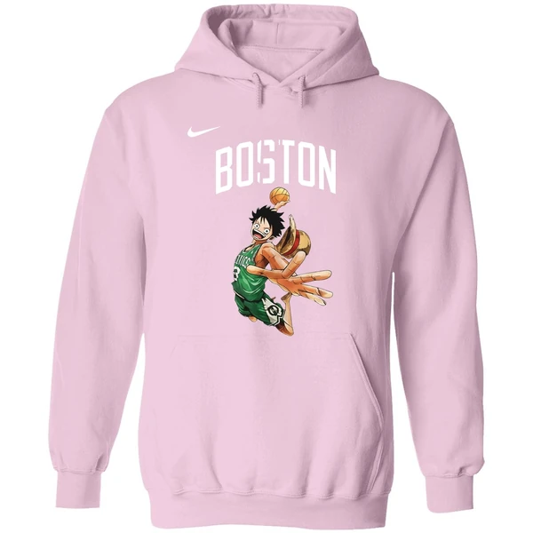 Boston Celtics One Piece Luffy Basketball Pose Hoodie - Image 5