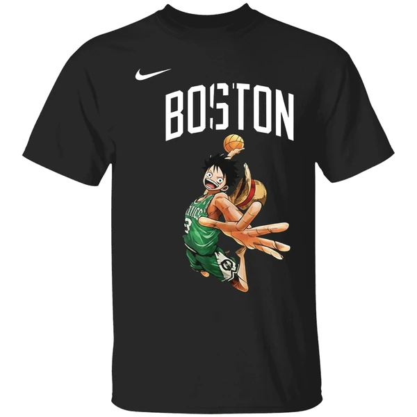Boston Celtics One Piece Luffy Basketball Pose Shirt