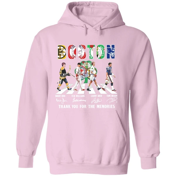 Boston Sports Bobby Orr Ted Williams Larry Bird Tom Brady Thank You For The Memories Hoodie - Image 5