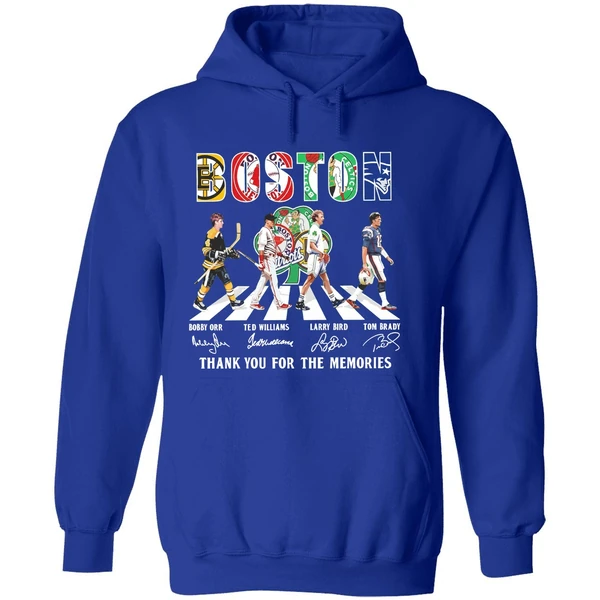 Boston Sports Bobby Orr Ted Williams Larry Bird Tom Brady Thank You For The Memories Hoodie - Image 7