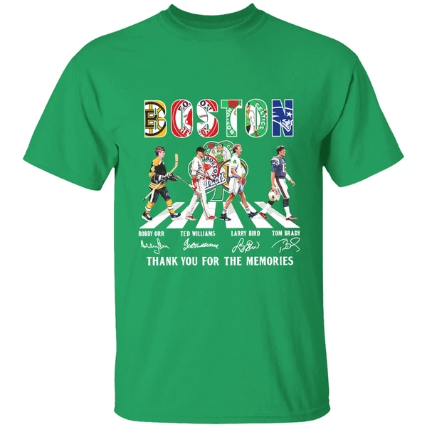 Boston Sports Bobby Orr Ted Williams Larry Bird Tom Brady Thank You For The Memories Shirt - Image 2