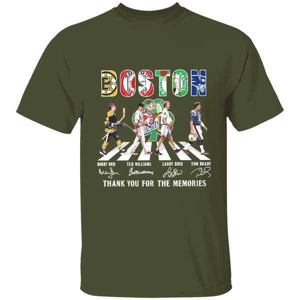 Boston Sports Bobby Orr Ted Williams Larry Bird Tom Brady Thank You For The Memories Shirt - Image 4