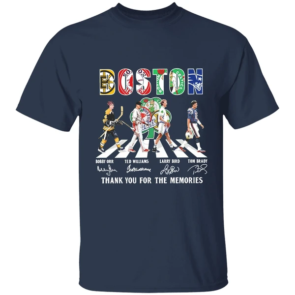 Boston Sports Bobby Orr Ted Williams Larry Bird Tom Brady Thank You For The Memories Shirt - Image 5