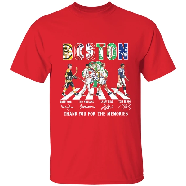 Boston Sports Bobby Orr Ted Williams Larry Bird Tom Brady Thank You For The Memories Shirt - Image 7