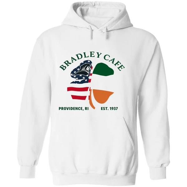 Bradley Cafe Providence Ri Est 1937 Shamrock Usa Ireland Flag Hoodie - Image 8