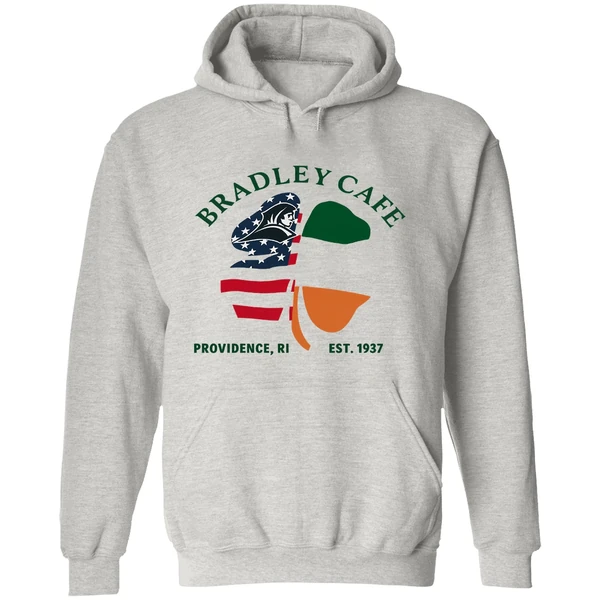 Bradley Cafe Providence Ri Est 1937 Shamrock Usa Ireland Flag Hoodie - Image 9