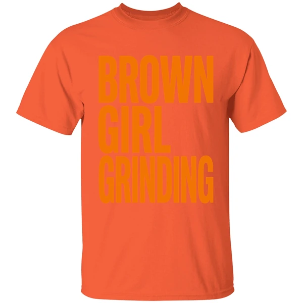 brown girl grinding shirt orange