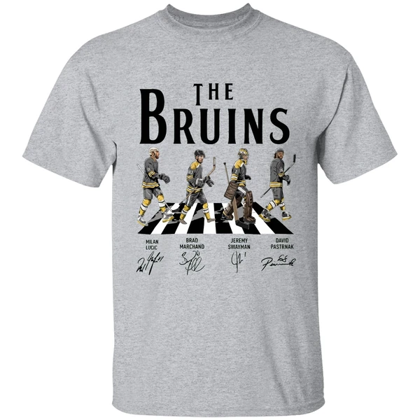 bruins walking abbey road signatures shirt sportgrey