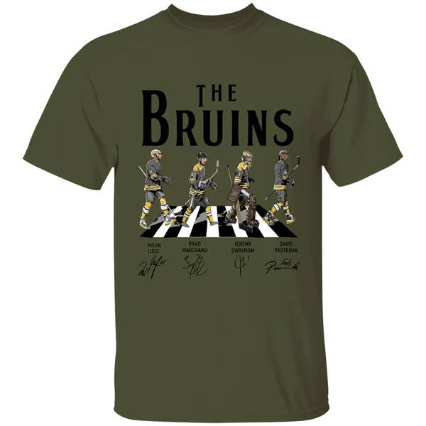 Bruins Walking Abbey Road Signatures Shirt - Image 9