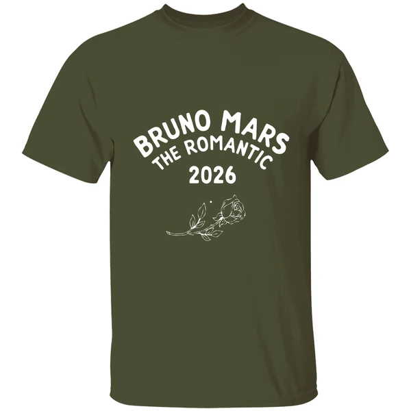 bruno mars merch 2026 the romantic tour shirt militarygreen